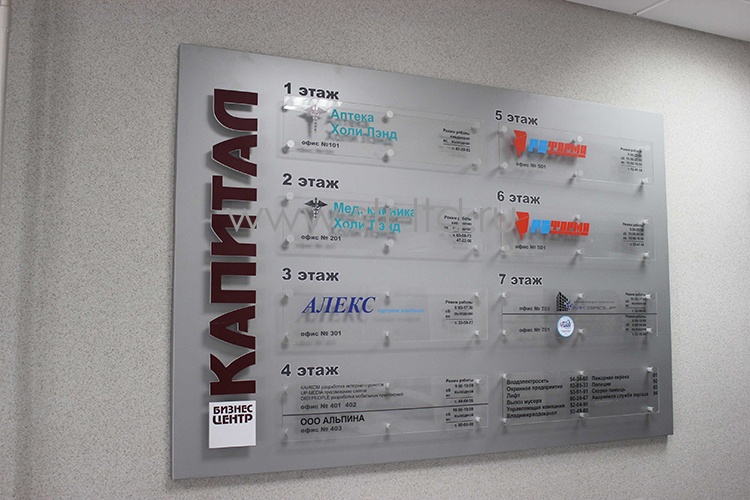 стенды информационные для арендаторов, доска информации в бизнес центр