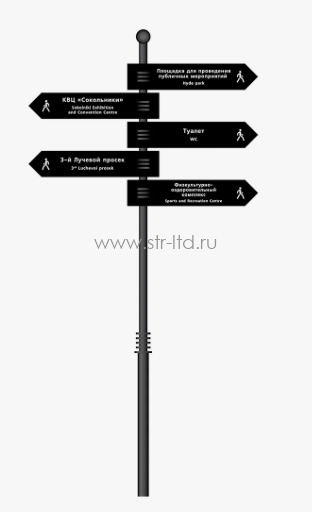 навигационная стойка из дерева с указателями, уличная стойка информации из дерева