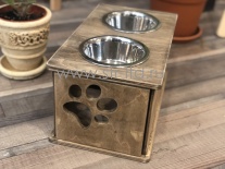 Подставка под миски с ящиком для собак